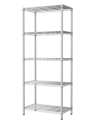SINGAYE 5 Tier Storage Garage Shelving Units Heavy Duty Wire Shelves Pantry Metal for Pantry Closet Kitchen Laundry Bathroom Organizers Shelf Home Shorage Gray - color: Grey, size: 5 Tier 14"Dx24"Wx59.5"H