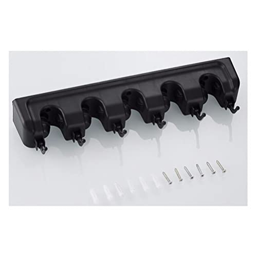 LIFKOME New Broom Holder Wall Mount Space-Saving Mop Hanger Organizer Sturdy Wall Mounted Brush Holder - color: Black