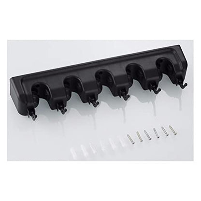 LIFKOME New Broom Holder Wall Mount Space-Saving Mop Hanger Organizer Sturdy Wall Mounted Brush Holder - color: Black