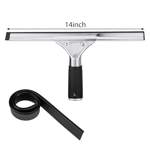 6 Pcs 14'' Professional Steel Window and Glass Squeegee with Replacement Rubber Glass Cleaning Heavy Duty Squeegee for Window Cleaning and Streak Free Results - size: 14''