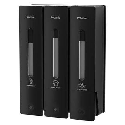 1984 Shower Soap Dispenser Bathroom Set Shampoo Conditioner Body Wash Dispenser Wall Mounted Shower Shampoo Dispenser 3 Chamber No Drill for Home Star Hotel 3 x 400ml Black - color: Black 3 Chamber