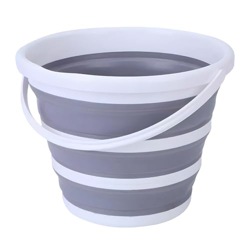 ZIMISI Car Collapsible Bucket, 10L 2.6 Gallon Foldable Car Wash Bucket for Space Saving, Portable Plastic Cleaning Buckets for Indoor Outdoor Vehicle Wash Garden Camping (Grey) - color: Gray