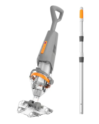 Great Shark Cordless Pool Vacuum with Remote Power Switch, 1.8m Telescopic Pole, 75 Min Runtime, 18 GPM Suction, Handheld Pool Vacuum for Above Ground & Inground Pools, Spa & Hot Tub - color: Gray