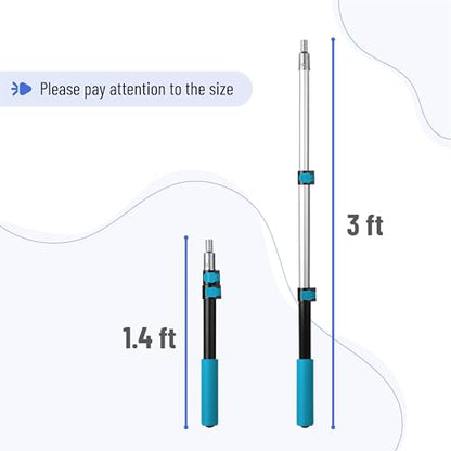 Bates- Telescopic Extension Pole, 3 Ft, Aluminum Alloy, Sturdy Multi-Purpose Extension Pole with Flip-Lock Design for Painting, Dusting and Cleaning - color: Black and Teal, size: 3 Ft, 1 Pack