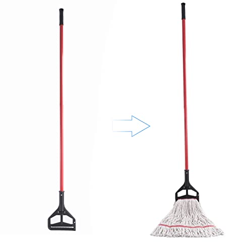 Matthew Cleaning Commercial Quick-Change Iron Mop Handle for Floor Cleaning Heavy Duty Mop Head Replacement Holder 60inch w/Plastic Gripper for Rags Side Gate Wet Mop Handles 6 Packs - color: Black Side-Gate Clamp