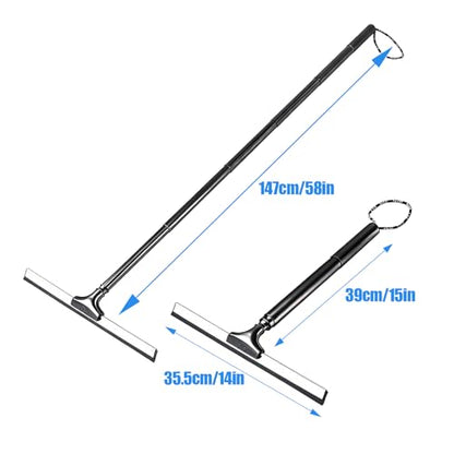 Tiiyee Window Squeegee for Home, 2 in 1 Window Washing kit with 57" Extension Pole Telescopic Shower Door Cleaner Tool Car Windshield Cleaning Long Handle for Glass Doors Floor Tile Wall 14 inch Wide