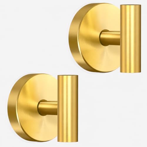 MOTAIPEAK Suction Cup Hooks for Shower, Shower Hooks for Inside Shower, No Drill Towel Hooks for Bathroom, Removable Suction Hooks for Glass, Mirror, Tile, Waterproof, Rustproof – Gold (2 Pack) - color: Gold, size: 2 Pack