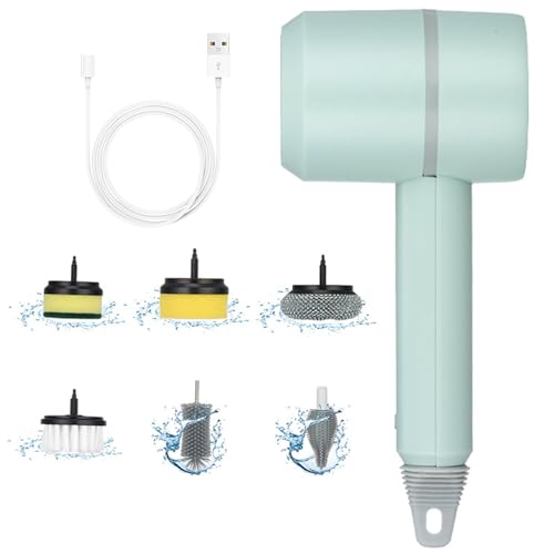 Dish Buddy,Dish Gun for Washing Dishes, Electric Scrub Brush, Electric Dish Scrubber with 6 Replaceable Brush Heads, Handheld Kitchen Brushes for Dishes Kitchen Cleaning Brushes