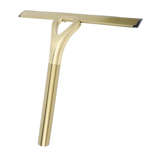Asixxsix Glass Wiper, 304 Stainless Steel Shower Squeegee with Silicone Vane/Wing for Bathroom Windows Mirrors and Glass Surfaces (Gold) - size: Gold