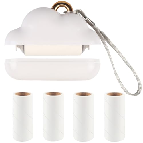 Mini Travel Lint Roller, Reusable Pet Hair Remover for Clothes with 150 Refillable Sheets (White) - color: White