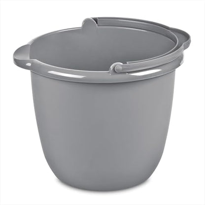 10 Qt. Spout Pail Classic Titanium,Multi-Functional Cleaning Bucket, Comfort Carry Handle, Sturdy Plastic Container for Garage Bathroom Basement Mudroom Use