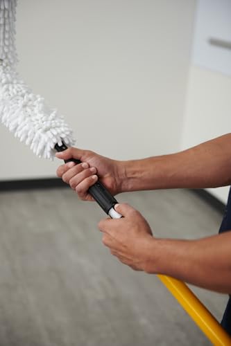 Rubbermaid Commercial Products, HYGEN Quick-Connect Flexible Dusting Wand with Microfiber Sleeve, White, Flexible Dusting for Office/School/Stadium/Lobby/Restaurant
