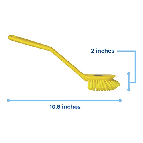 Remco 2 25/64 in W Dish Brush, Medium, 8 in L Handle, 3 1/8 in L Brush, Yellow, Plastic 42376-1 Each - color: Yellow