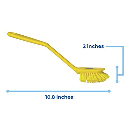 Remco 2 25/64 in W Dish Brush, Medium, 8 in L Handle, 3 1/8 in L Brush, Yellow, Plastic 42376-1 Each - color: Yellow
