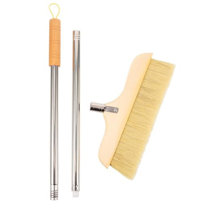 Anti-Static Broom Soft Bristle Brush Sweeping Brooms for Kitchen Bedroom Bathroom Wooden Handle - color: Khaki