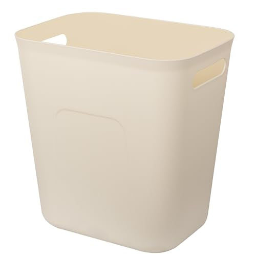 UUJOLY Plastic Small Trash Can Wastebasket, Garbage Container Basket for Bathrooms, Laundry Room, Kitchens, Offices, Kids Rooms, Dorms, 3.5 Gallon, Beige - color: Beige, size: 3.5 Gallon