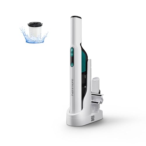 Kenmore HV3005 11.1V Brushless Cordless Handheld Vacuum Cleaner Lightweight Versatile and Portable Hand Vac Powerful Suction with 2-Speed Power Control for Pet Hair, One-Touch Empty for Car & Home - color: White