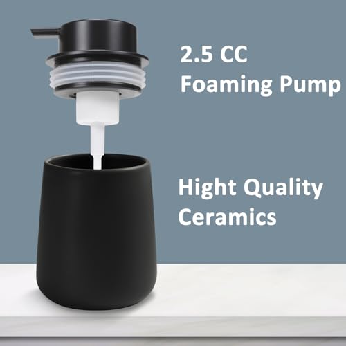 Soap Foaming Dispenser Ceramic with Easy-to-Press Pump Hand Foam Dispenser for Shampoo Bathroom Kitchen 12 oz - color: Foam-brownblack