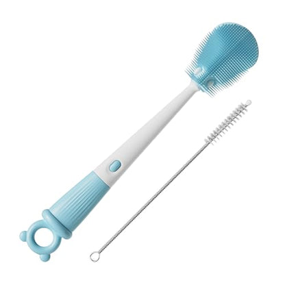 JOYMOOP Silicone Bottle Brush & Straw Cleaner Brush Set, Multi-Functional Bottle Washer for Sports Water Bottle,Glassware,Vase,and Narrow Neck Containers,Blue - color: Blue