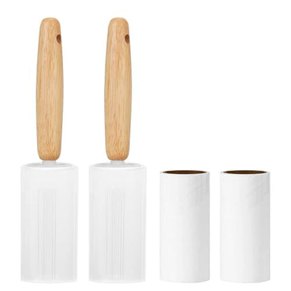 Adorila 2 Pack Lint Rollers for Pet Hair, 240 Sheets Pet Hair Remover for Clothes, Portable Lint Remover Brush with Wooden Handle