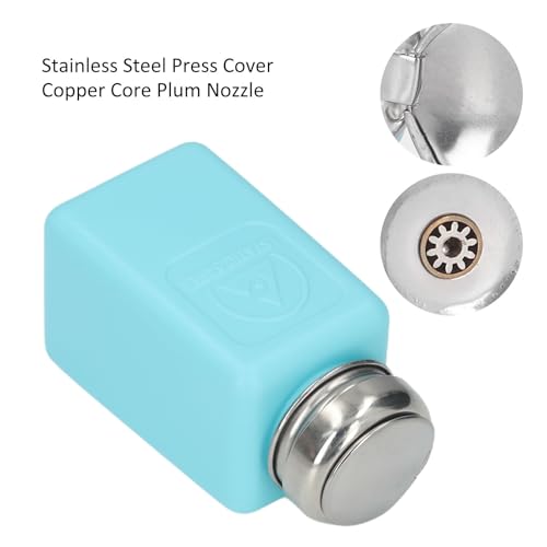 200ML ESD Antistatic Square Liquid Dispenser, Press Type Solvent Bottle with Stainless Steel Lid for IPA Solvent, Oil
