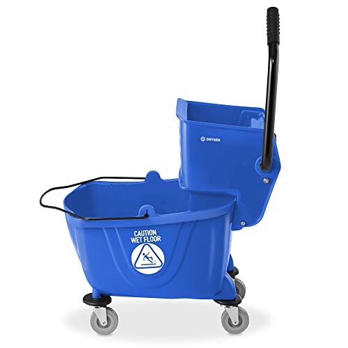 Dryser Commercial Mop Bucket with Side Press Wringer, 26 Quart, Blue - color: Blue