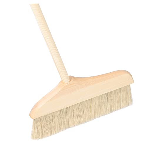 Ergonomic Soft Bristle Broom Handle for Sweeping Reach Broom Stick for Hardwood Floors Safe for Carpet