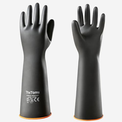 ThxToms Heavy Duty Chemical Resistant Latex Gloves, Waterproof Rubber Gloves, Puncture Resistant, Acid Oil & Alkali Resistant for Industrial Cleaning, Gardening, 18", 1 Pair - color: 18"