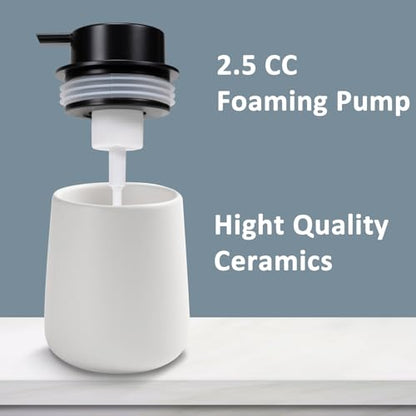 Soap Foaming Dispenser Ceramic with Easy-to-Press Pump Hand Foam Dispenser for Shampoo Bathroom Kitchen 12 oz - color: Foam-blackwhite