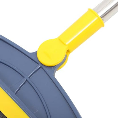 BESTonZON Long Handle Floor Brush for Cleaning, Stiff Bristle Shower Scrubber with 126cm Extendable Rod, Blue and Yellow Bathroom and Kitchen Tile Crevice Cleaner for Indoor Floors