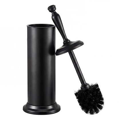 ROLABAM Heavy-Duty Toilet Brush and Holder Set, Premium Rustproof Metal Freestanding Toilet Bowl Brush, Deep-Cleaning Tool with Long Handle and Splash Guard for the Bathroom, Space-Saving - color: Black-1
