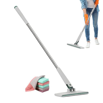 No Touch Clamp Mop, Reusable Hardwood Floor Cleaner, 4 Cloths, Efficient Cleaning Tool for Tile, Glass, or Wood Surfaces, Apartment and Homes Floor Mop, Easy Maintenance - size: 71 cm