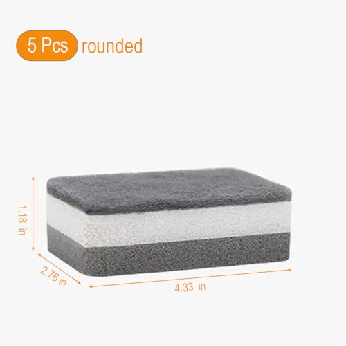 Non Scratch Scrub Sponge, 5PCS-Sponges for Dishes, Sponges Kitchen, Cleaning Sponge, Cleans Fast Without Scratching, Stands Up to Stuck-on Grime, 3 Layers of Rounded Edges