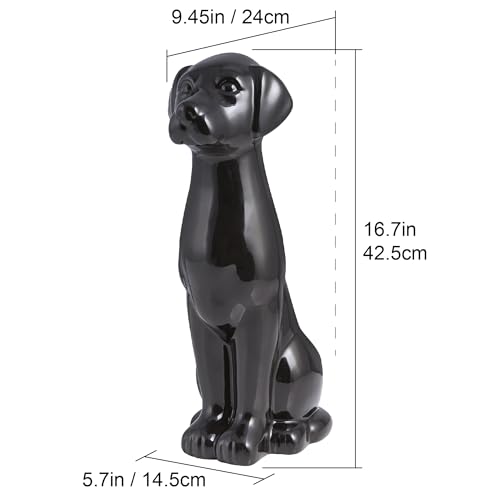 Black Labrador Ceramic Toilet Brush Holder with Plastic Brush Set by Allure Home Creation - color: Black Labrador