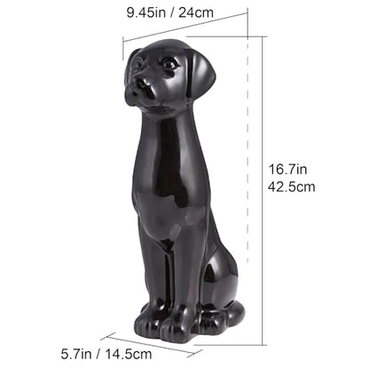 Black Labrador Ceramic Toilet Brush Holder with Plastic Brush Set by Allure Home Creation - color: Black Labrador