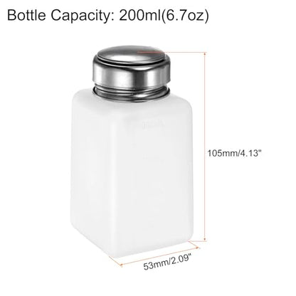 HARFINGTON Solvent Alcohol Dispensers 200ml(6.8oz) Push Down Liquid Dispenser Pump Bottle with Sealing Stainless Steel Lid for Acetone Cleanser Polish Remover, White - color: White, size: 6.8 Ounces