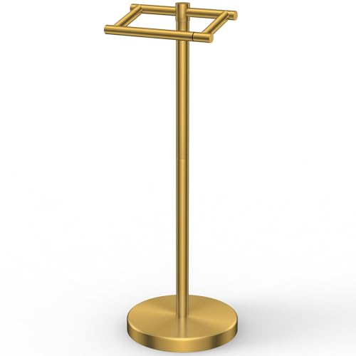 FORIOUS Toilet Paper Holder Wall Mount, Stainless Steel Rustproof Double Post Pivoting Tissue Roll Holder for Bathroom, Commercial Toilet Paper Dispenser Toilet Paper Stand, Brushed Gold - color: Brushed Gold, size: 23" H (Wall Mount)