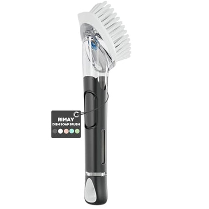 RIMAY Soap Dispensing Dish Brush, Dish Scrubber with Soap Dispenser, Dish Soap Brush, Dish Wand with Soap Dispenser Kitchen Brush for Dishes, Pans, Sink, Pots - color: Black