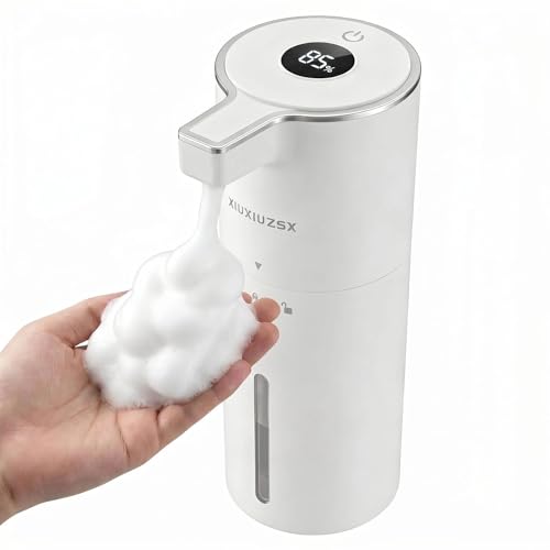 Touchless Automatic Foaming Soap Dispenser | USB Rechargeable Wall Mount 400ml Waterproof Sensor Foam Hand Soap Dispenser for Bathroom Kitchen Kids White - color: White Foam