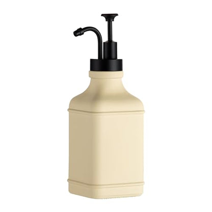Enra Glass Soap Dispenser with Clear Window,12oz Matte Stainless Steel Hand Pump Dispenser,Hand and Liquid Soap Dispenser Rust Proof Countertop Lotion Bottle (Beige-Square-Liquid) - color: Beige-square-liquid
