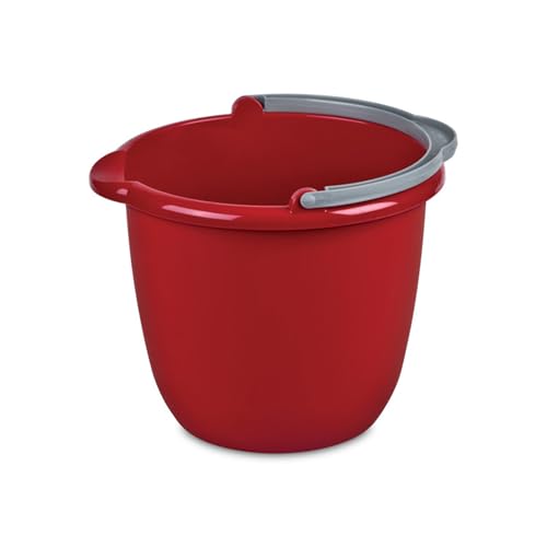 Sterilite 10 Qt Spout Pail with Handle, Bucket for Household Cleaning, Washing the Car, and Mopping, Spout to Easily Pour Water, Red, 12-Pack - size: 12 Pack