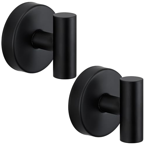 Suction Cup Hooks for Shower - Bathroom Reusable Hooks for Towels, Robes & Loofah - No-Drill Mounting on Kitchen,Walls,Metal,Glass,Mirrors,Tile & Smooth Non-Porous Surfaces (2, Matte Black) - color: Matte Black