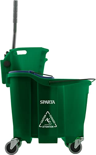 SPARTA OmniFit Mop Bucket System, Durable Mop Bucket, Side Press Wringer, and Soiled Water Insert, Floor Cleaning Essentials for Commercial and Home Use, 35 Qt Capacity, 1 Count, Green - color: Green