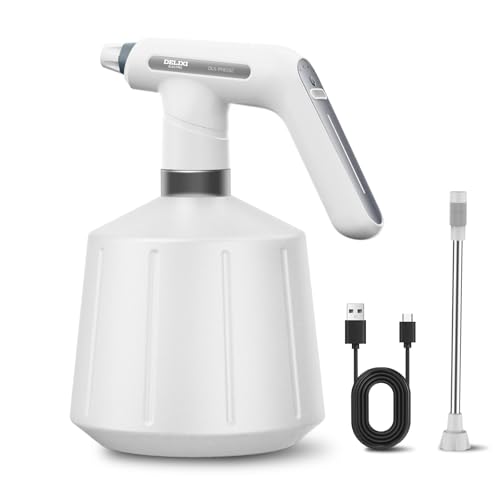 DELIXI Electric Spray Bottle 2L/0.5 Gallon, Electric Sprayer with Dual Spray Modes (Wide Mist & Jet), 1500mAh Battery and Ergonomic Grip Suitable for Garden, Patio, Indoor Plants & Flower Shop