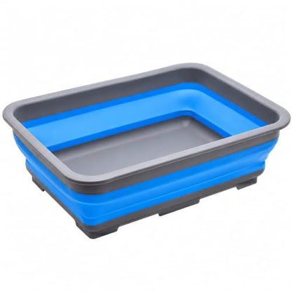 Goderewild Collapsible Dish Pans – 10L (2.6 Gal) Foldable Sink Tub, 14.5'' x 10.5'' x 5", Compact and Space-Saving Multiuse Foldable Basin for Dish Washing, Camping, RV and Vegetable Cleaning - color: Blue