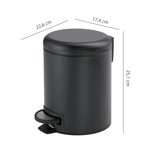 Gedy Bin, Metal Thermoplastic resins, Dull Black, 3 Litros - color: Dull Black, size: 3 Litros