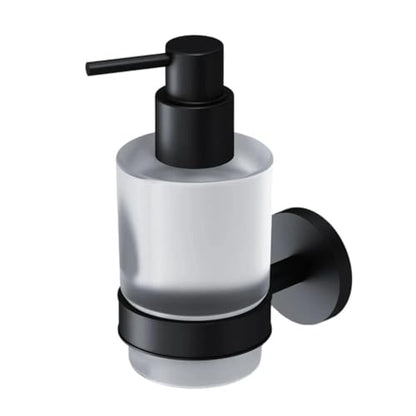 Soap Dispenser, Zinc Alloy + Frosted Glass Soap Dispenser Set with Pump,Wall Mounted Bath Accessories for Bathroom and Kitchen,Black - color: Black