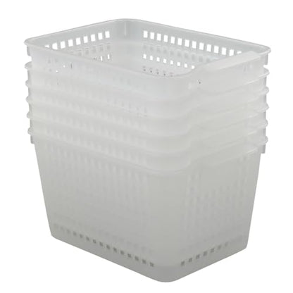 Clear Plastic Storage Bins/Basket Organizer, 6-Pack | Pantry Organizers and Storage, Multi-Use Organizer Binsfor Home Bathroom Kitchen