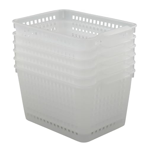 Clear Plastic Storage Bins/Basket Organizer, 6-Pack | Pantry Organizers and Storage, Multi-Use Organizer Binsfor Home Bathroom Kitchen