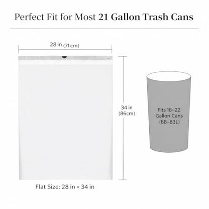 21 Gallon Drawstring Trash Bags, 100 Count Extra Strong Drawstring Kitchen Garbage Bags, Fit for 80 Liter / 21.1 Gal, Tear-Resistant Unscented Household Liners 1.2 Mil Large Trash Bags